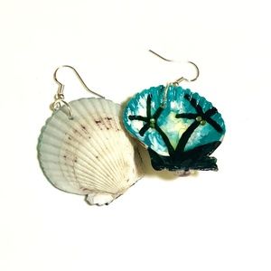 Blue Palms Seashell Earrings